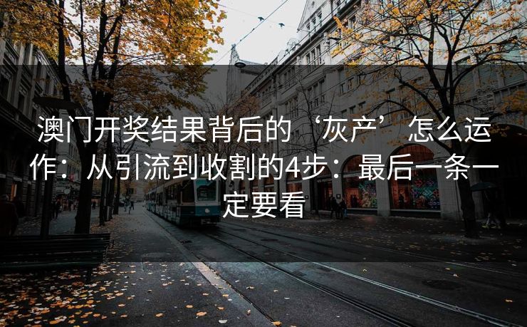 澳门开奖结果背后的‘灰产’怎么运作：从引流到收割的4步：最后一条一定要看